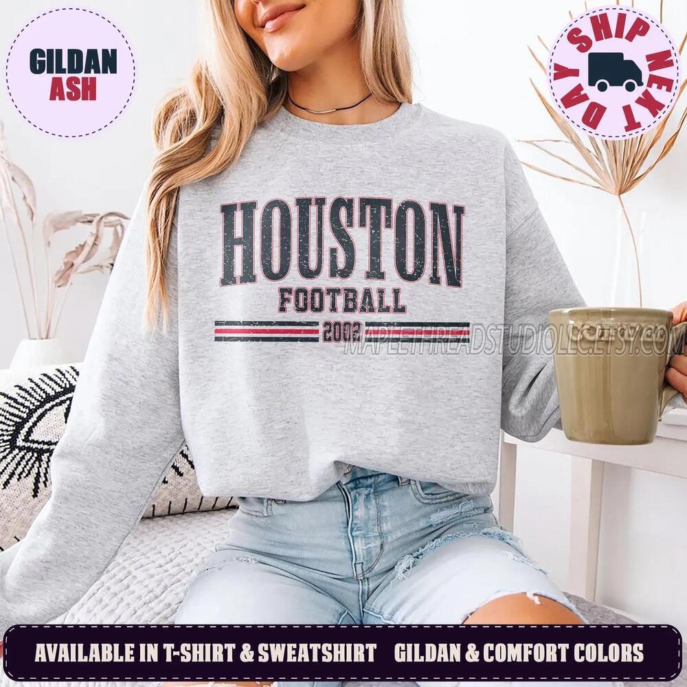 Houston 90s Retro Graphic Oversized Game Day Fan Sweatshirt HTXv88